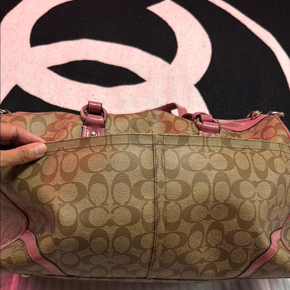 Coach Signature Brown and Pink Tote Bag - Picture 16 of 17